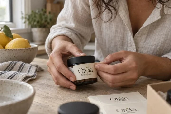 Σκηνή χρήσης του φανταστικού brand Oréla, δημιουργημένη με AI.